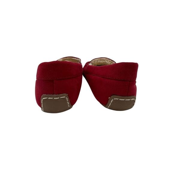 Floöpi Women Red Faux Suede Moccasin Slippers Sherpa Lined Memory Foam Sz 9 - Picture 5 of 9